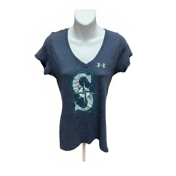 Under Armour Seattle Mariners Shirt Womens Size Small Blue MLB Baseball - Picture 1 of 13